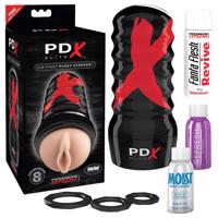 PDX Elite Air-Tight Vagina - manuální vakuová umělá vagína (přírodní)