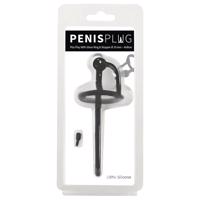 Penisplug - silikonový dilatátor močové trubice a kroužek na žalud (0,6mm) - černý