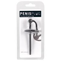 Penisplug - silikonový kroužek s dutou tyčí (černý)