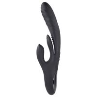 Playboy Rapid Rabbit - akumulátorový vibrátor s klitorálním ramenem (černý)