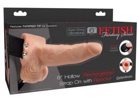 Připínací dutý vibrátor Fetish Strap-On 6 (přírodní)
