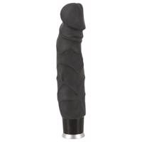 Přírodní kožní vibrátor - černý (22 cm)