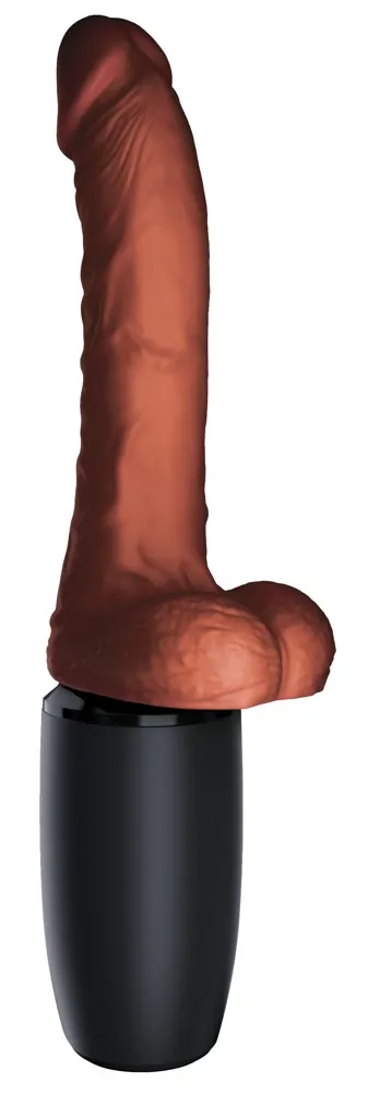 Realistický přirážející vibrátor o celkové délce 30cm Thrusting Cock se semenníky