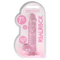 REALROCK - průhledné realistické dildo - růžové (17 cm)