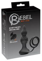 Rebel 2v1 - akumulátorový, rádiový anální vibrátor s erekčním kroužkem (černý)