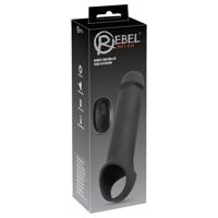 Rebel - akumulátorový, vibrační rádiový návlek na penis (černý)