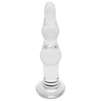 Rimba Dolly - vlnitý anální skleněný dildo (průhledný)