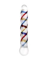 Rimba Rachella - dvojité skleněné dildo (průhledné - barevné)