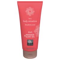 Shiatsu 2v1 s vůní jahod - masážní lubrikant - jahoda (200 ml)