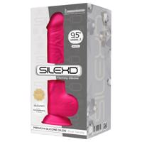 Silexd 9,5 - přísavkový, varlatový dildo - 24 cm (růžový)