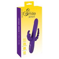 SMILE Triple - akumulátorový trojitý vibrátor s rotací a tlačením (fialový)