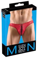 Svenjoyment - černé pánské spodní prádlo s červenou šněrováním - M