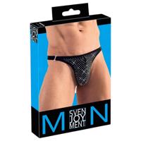 Svenjoyment - pánská tanga s ozdobnými kamínky (černá) - L