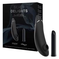 Womanizer Stříbrné Potěšení - sada vzduchových vibrátorů (černá)
