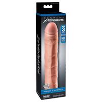 X-TENSION Perfect 3 - realistický penisový návlek (22,8 cm) - přírodní